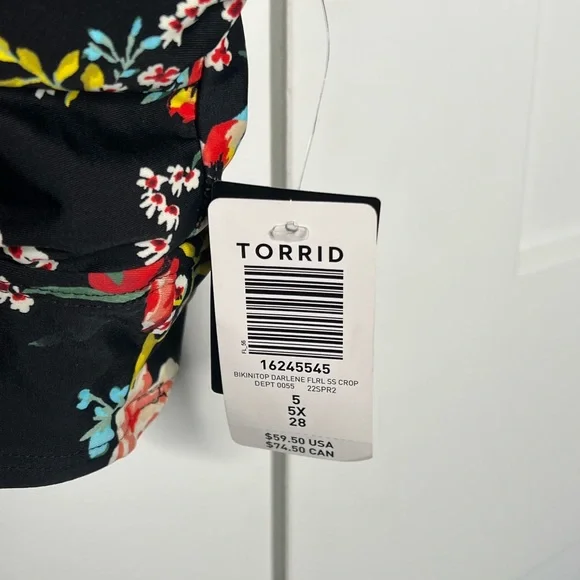 NWT Torrid Flutter Sleeve Floral Swim Bikini Top - Picture 5 of 6